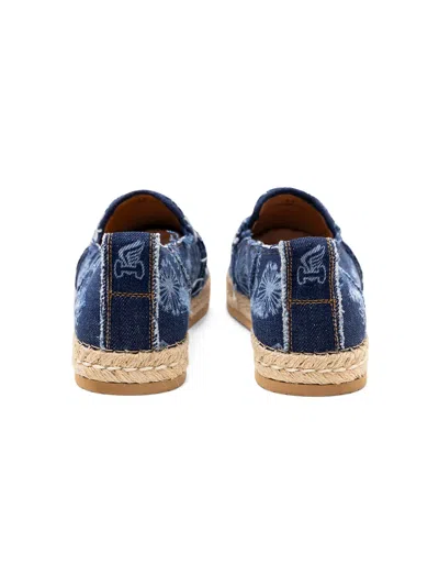 Hogan Denim Floral Print Espadrilles