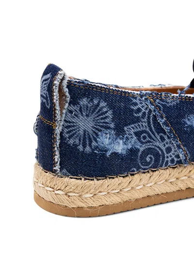 Hogan Denim Floral Print Espadrilles