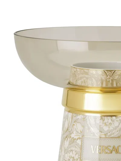 Versace Barocco Trimmed Vase In Neutral