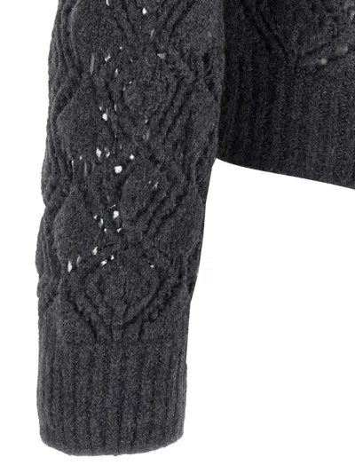 Jil Sander Openwork Wool Cardigan Sweaters And Cardigans Gray In Black