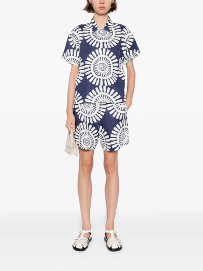 Lemlem Tuuli Cabana Shirt In Zeina Navy In Blue