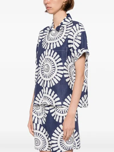Lemlem Tuuli Cabana Shirt In Zeina Navy In Blue