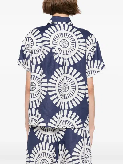 Lemlem Tuuli Cabana Shirt In Zeina Navy In Blue