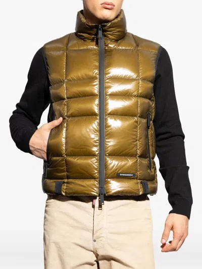 Dsquared2 Quilted Vest In Gold