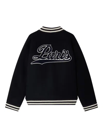 Bonpoint Virgin Wool-blend Varsity Jacket In Black
