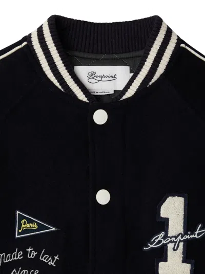 Bonpoint Virgin Wool-blend Varsity Jacket In Black
