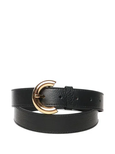 Coccinelle Gold-toned Buckle Leather Belt In Black