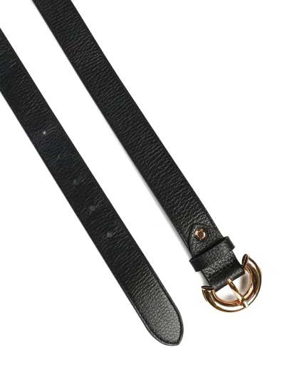 Coccinelle Gold-toned Buckle Leather Belt In Black