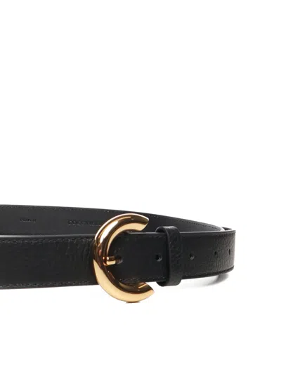 Coccinelle Gold-toned Buckle Leather Belt In Black