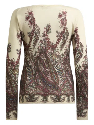 Etro Paisley Print V-neck Sweater With Long Sleeves In Multi