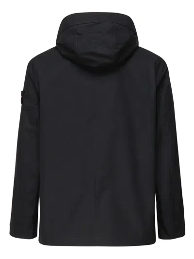 Stone Island Hooded Waterproof Cotton Jacket In Black