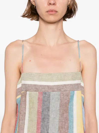 Staud Laura Linen Dress In Market Stripe In Multi
