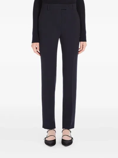 Max Mara Straight Pleated Casual Pants In Blue