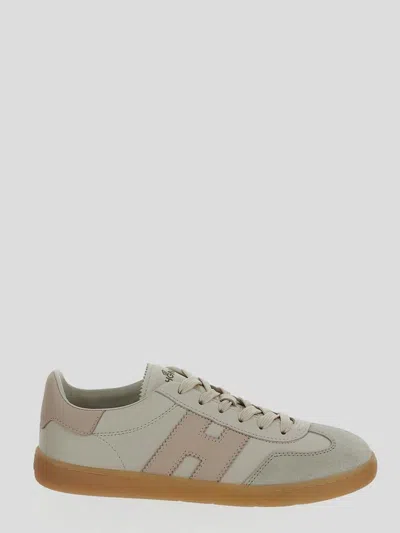 Hogan Ivory Pink Sneakers With Smooth Leather Upper