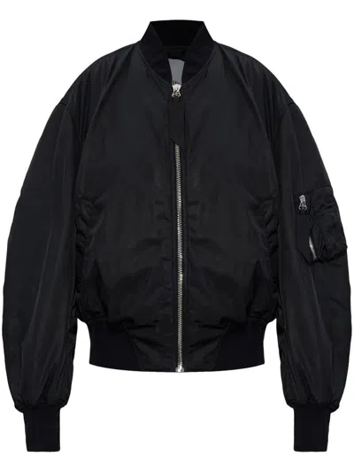 Attico Bishop-sleeves Bomber Jacket In Black