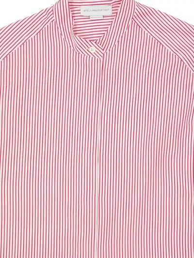 Stella Mccartney Oversized Embroidered Striped Organic Silk Shirt In Pink