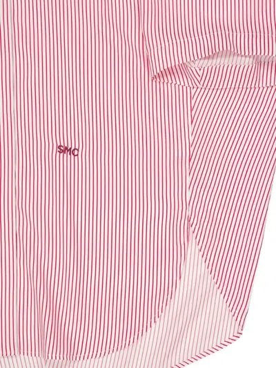 Stella Mccartney Oversized Embroidered Striped Organic Silk Shirt In Pink