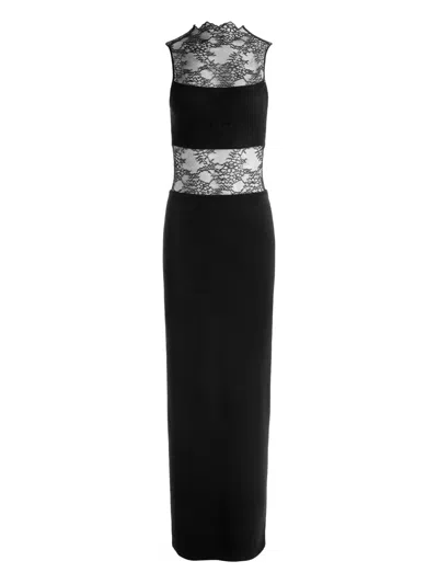 Alice And Olivia Nichol Sleeveeless Lace Maxi Dress In Black