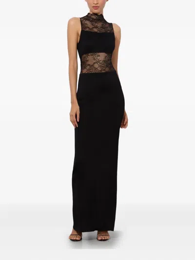 Alice And Olivia Nichol Sleeveeless Lace Maxi Dress In Black