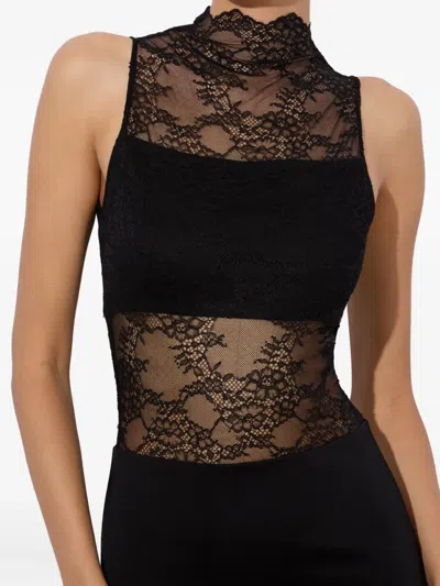 Alice And Olivia Nichol Sleeveeless Lace Maxi Dress In Black