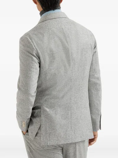 Brunello Cucinelli Deconstructed Jacket With Prince Of Wales Pattern In Gray