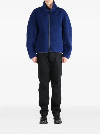 Givenchy Blouson Jacket In Fleece With Couture Stitching In Blue
