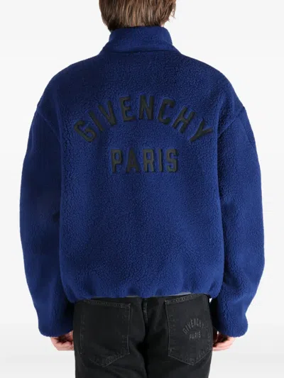 Givenchy Blouson Jacket In Fleece With Couture Stitching In Blue