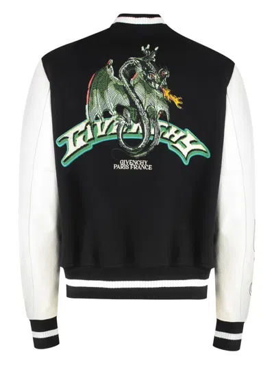 Givenchy Wool And Leather Bomber Jacket In Black