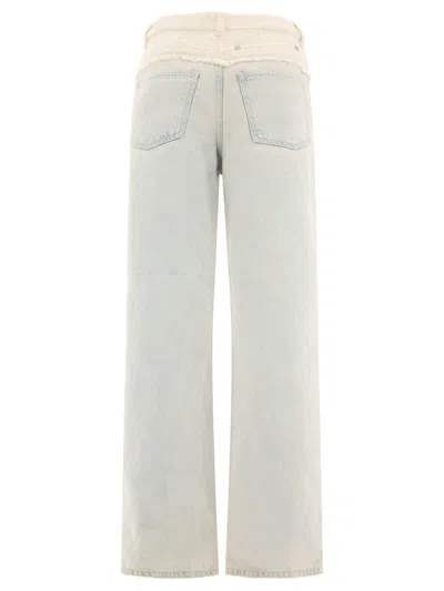 Givenchy Oversized Denim And Tweed Mixed Jeans With 4g Detail