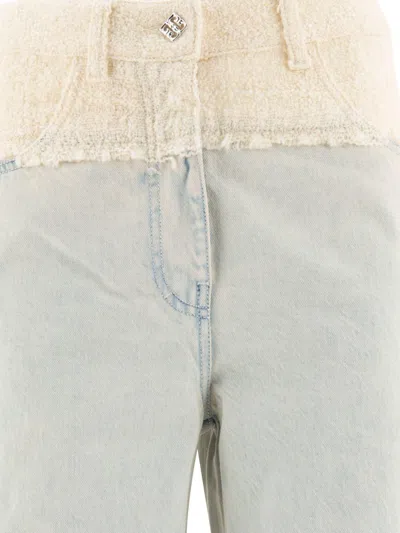 Givenchy Oversized Denim And Tweed Mixed Jeans With 4g Detail