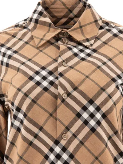 Burberry Wool Blend Shirt With Check Motif