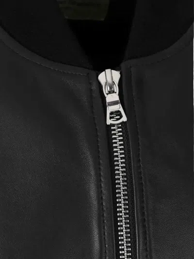 Officine Generale Christo Leather Bomber Jacket In Black