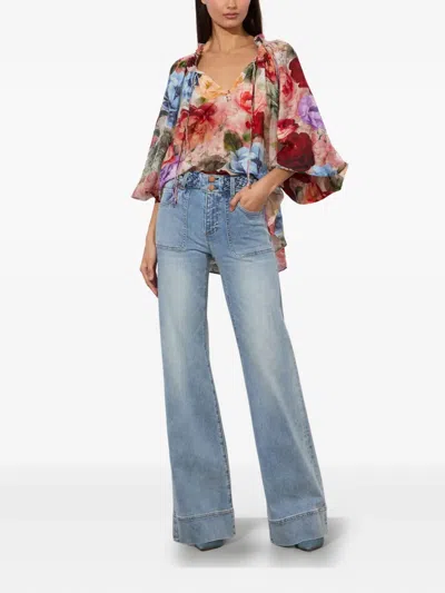 Alice And Olivia Ruffled Blouse In Multi
