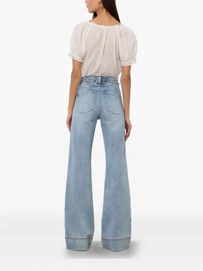 Alice And Olivia Juno High Rise Braided Waistband Jeans In Anabell Blue In Blue