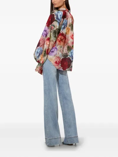 Alice And Olivia Ruffled Blouse In Multi