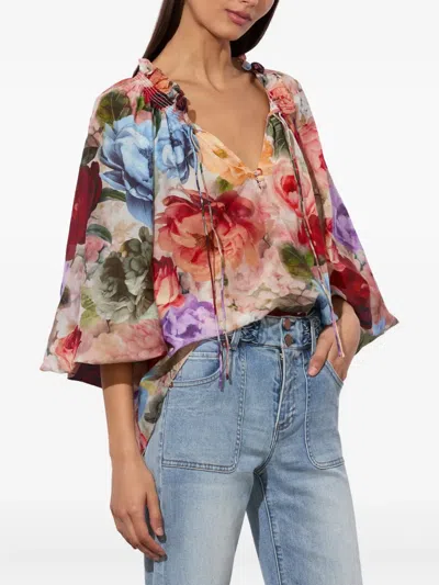Alice And Olivia Ruffled Blouse In Multi