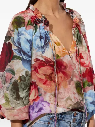Alice And Olivia Ruffled Blouse In Multi