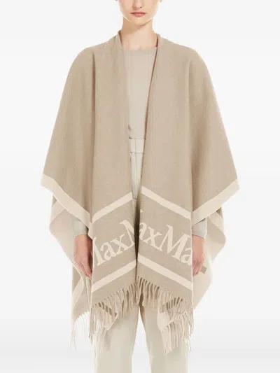 Max Mara Logo-detail Fringed Poncho