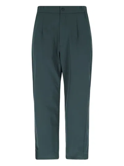 Goldwin Activewear Pants With Elasticized Waistband And Front Pleats In Green