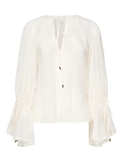 Marciano Neck-tie Flared-sleeve Blouse