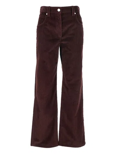 Brunello Cucinelli Bordeaux Corduroy Pants With Concealed Front Closure
