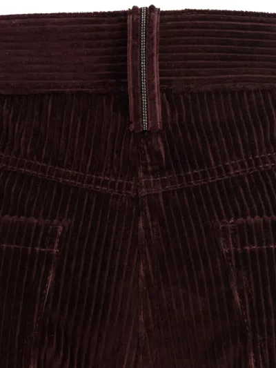 Brunello Cucinelli Bordeaux Corduroy Pants With Concealed Front Closure