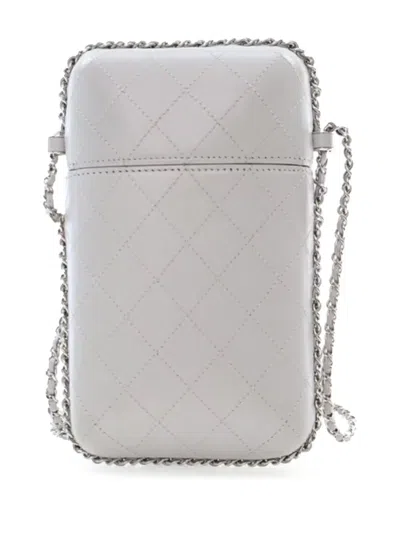 Pre-owned Chanel 2018 Cc Quilted Lambskin Chain Around Phone Holder Crossbody Bag