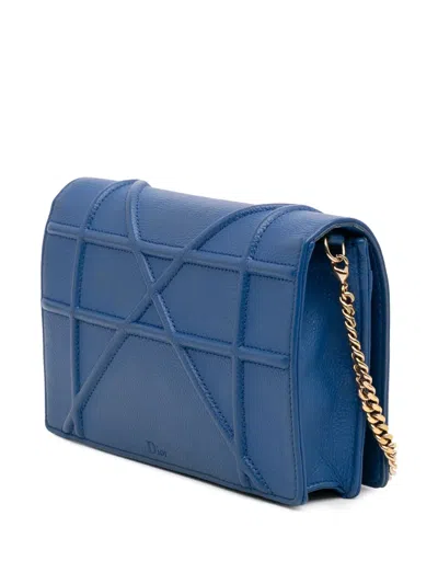 Pre-owned Dior 2016 Grained Calfskin Ama Wallet On Chain Crossbody Bag