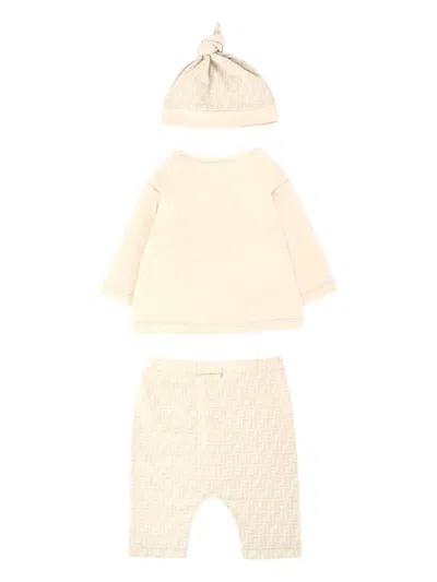Fendi Ff Motif Teddy-print Tracksuit In Neutral