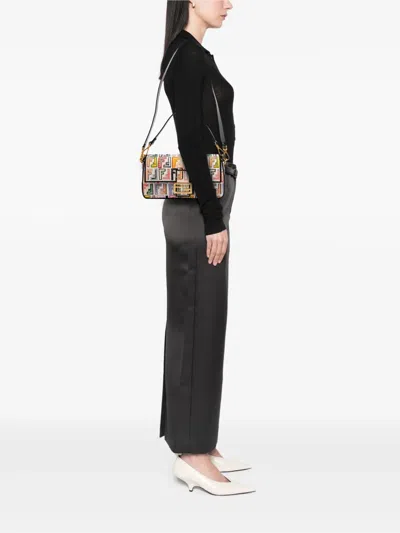 Pre-owned Fendi 2000-2010 Chinese Valentines Day Zucca Embroidered Canvas Baguette Satchel