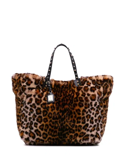Pre-owned Dolce & Gabbana 2000-2025 Faux Fur Leopard Print Beatrice Tote Bag
