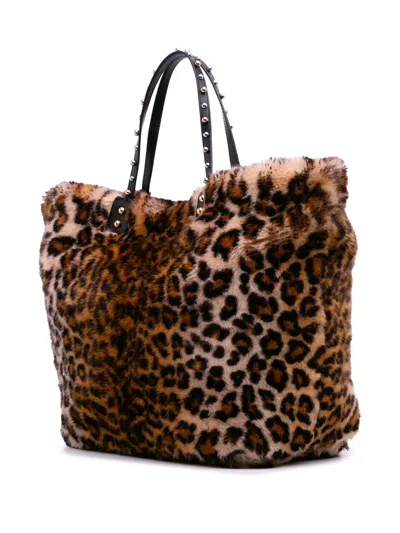 Pre-owned Dolce & Gabbana 2000-2025 Faux Fur Leopard Print Beatrice Tote Bag
