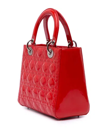 Pre-owned Dior 2010 Medium Patent Cannage Whipstitch Lady  Satchel