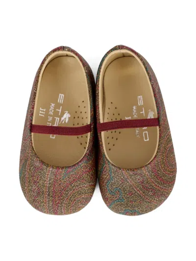 Etro Paisley-print Ballet Flats In Brown